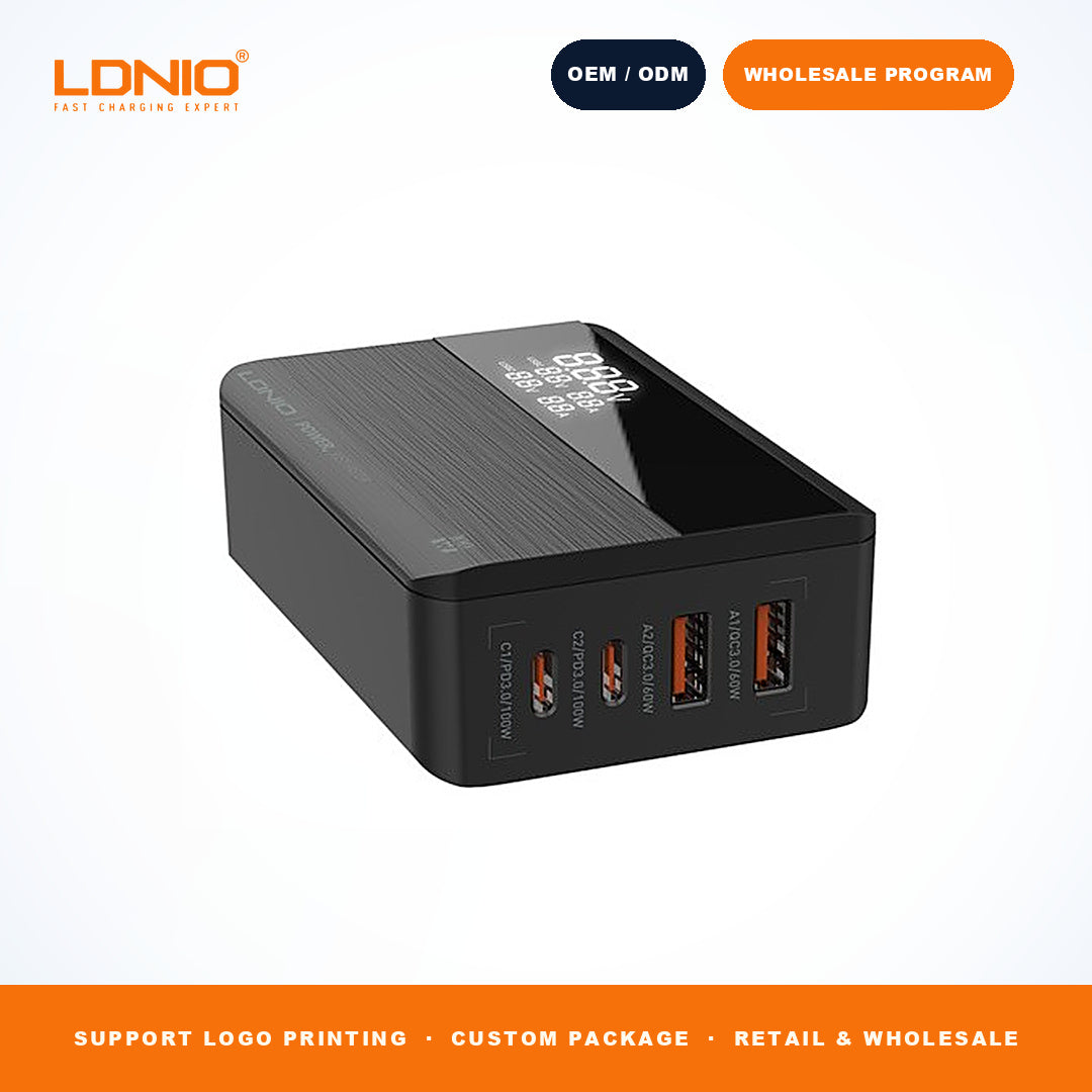 LDNIO A4809C 100W GaN Fast Charger 2C2A With LED Display