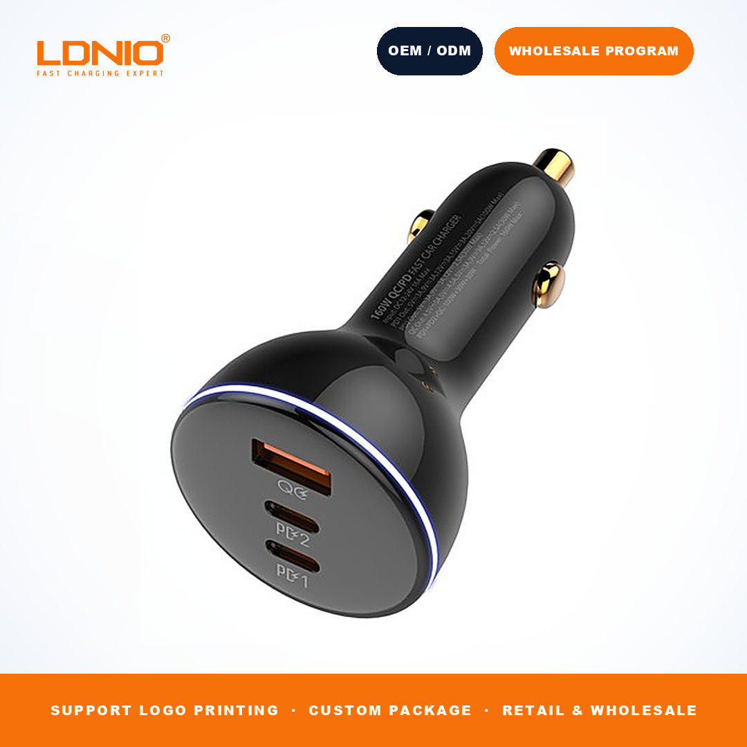 LDNIO C102 160W 3 Ports Digital Display Fast Car Charger