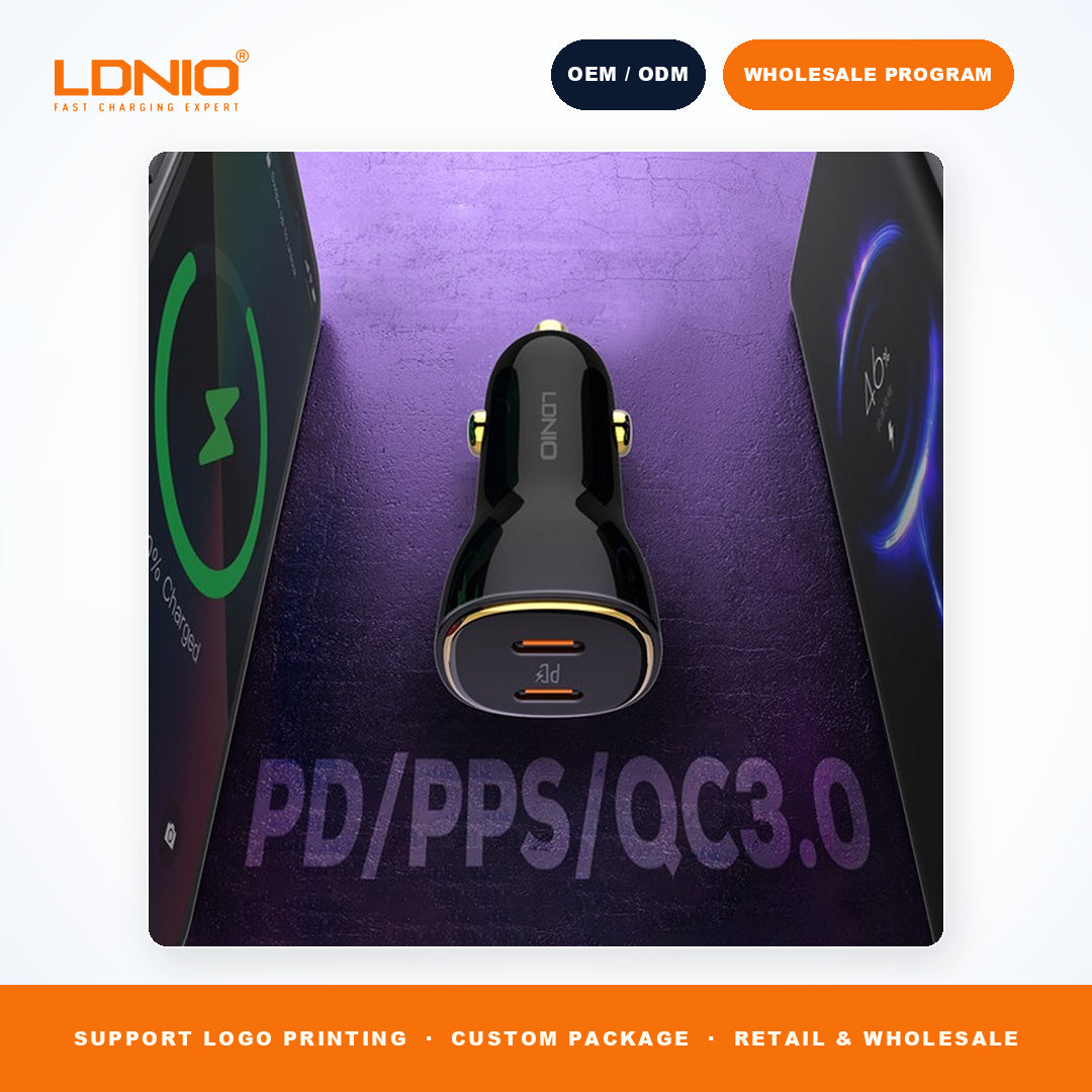 LDNIO C104 60W Dual USB C Fast Car Charger