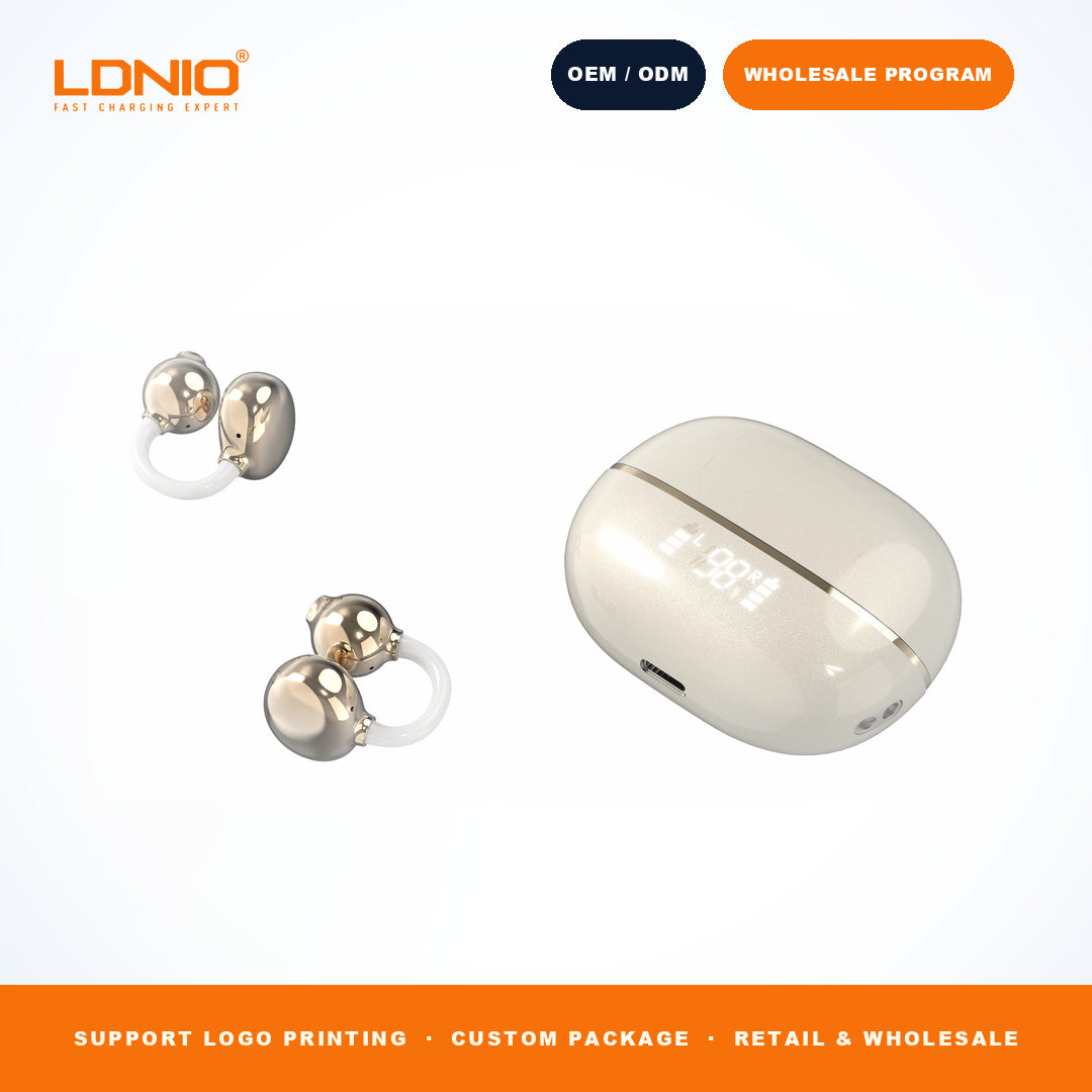 LDNIO T09 OWS Wireless Earbuds 400mAh Mirror Charging Case Open Ear Sports