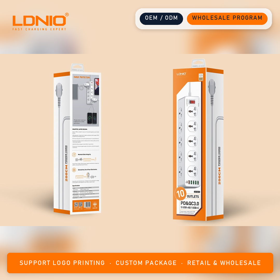LDNIO 33W USB Charging SC10610C 10-Outlet Universal Power Strip
