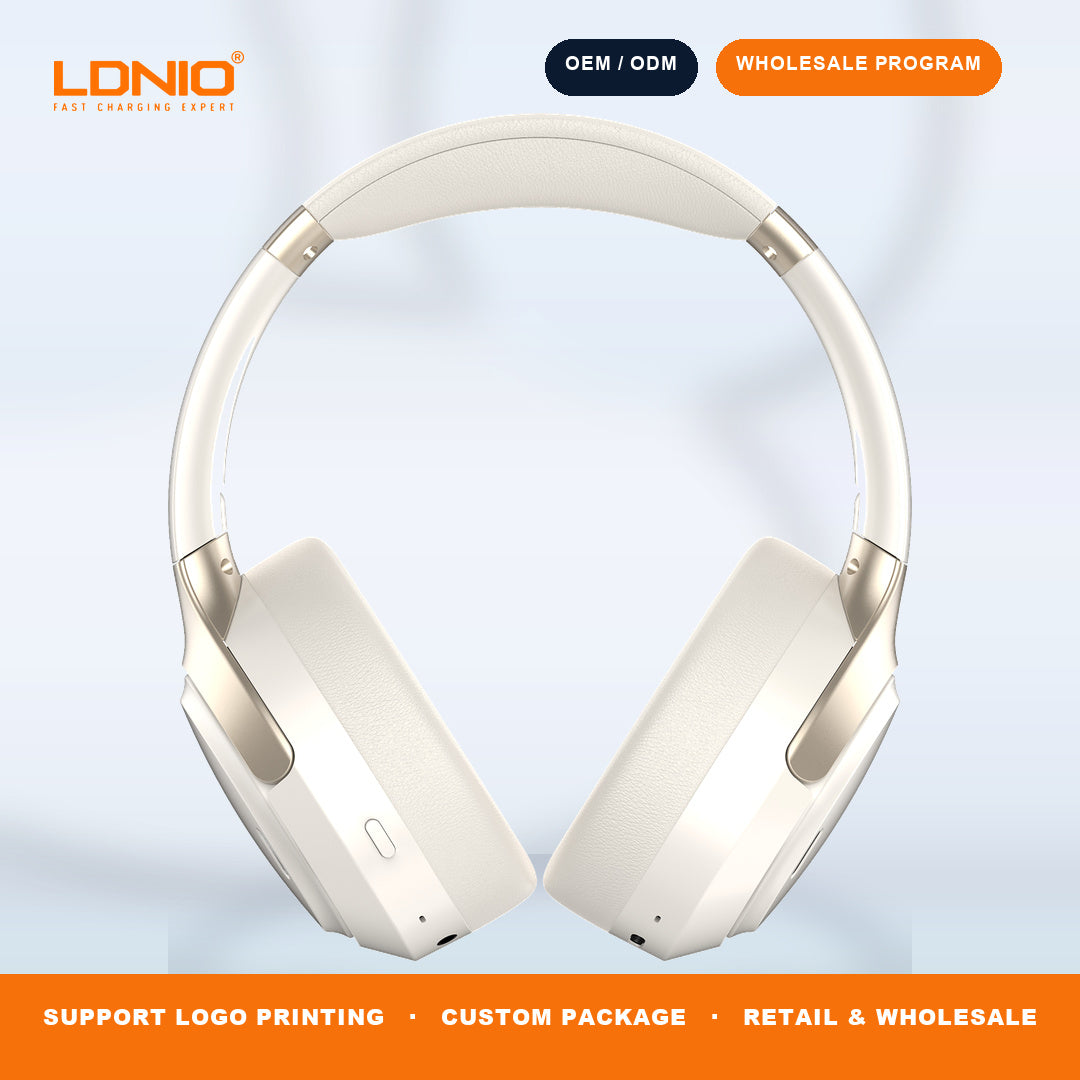 LDNIO H02 ANC Bluetooth On Ear Headphones 40mm Driver 49H Playback Gaming Headset Bulk Supply