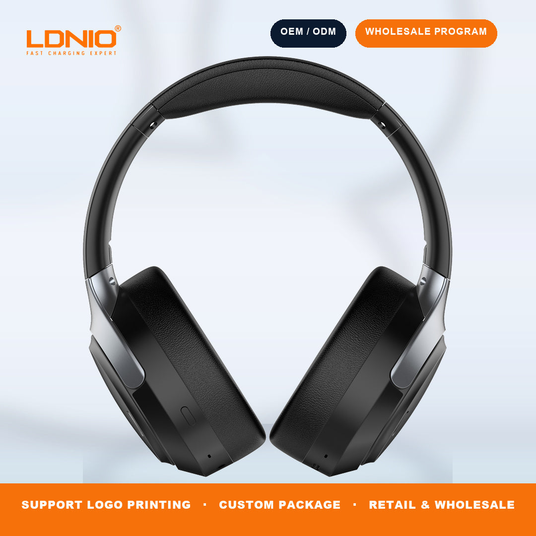 LDNIO H02 ANC Bluetooth On Ear Headphones 40mm Driver 49H Playback Gaming Headset Bulk Supply