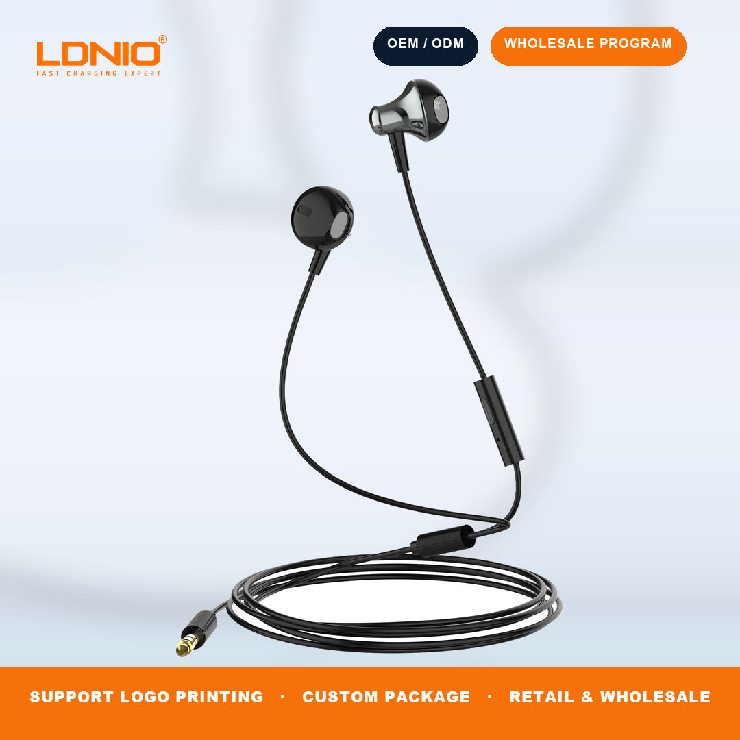 LDNIO HP08 Metal Wired In Ear Earphones HD Mic Anti Tangle Cable Noise Isolation Headset Bulk