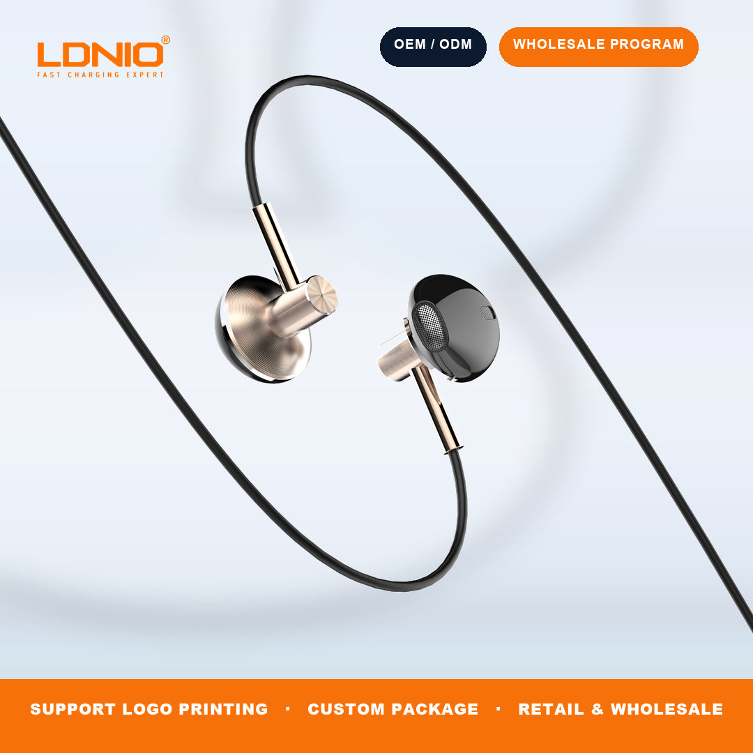 LDNIO HP09C USB C Wired Semi In Ear Earphones Inline Control HD Mic HiFi Sound Wholesale Supply