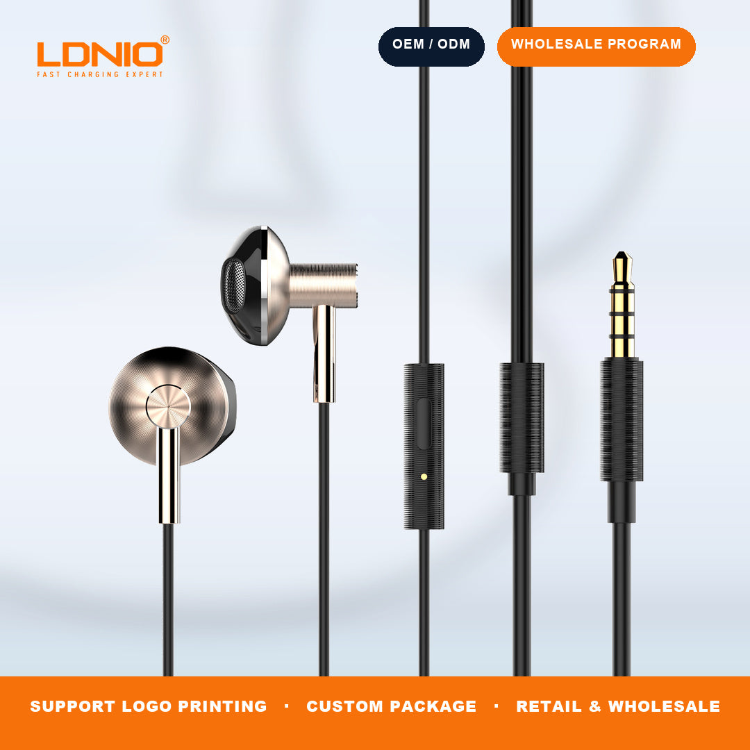 LDNIO HP09 Semi In Ear 3.5mm Wired Headphones Built in Mic Clear Call Music Earphone Bulk