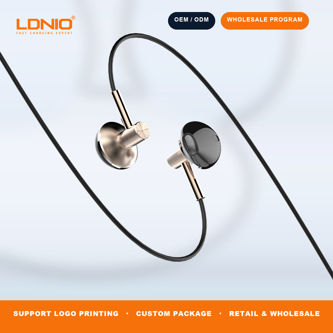 LDNIO HP09 Semi In Ear 3.5mm Wired Headphones Built in Mic Clear Call Music Earphone Bulk