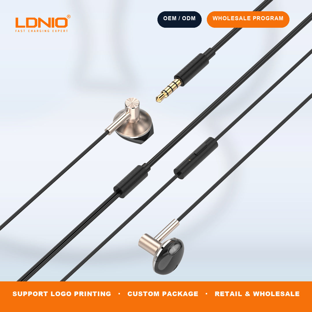 LDNIO HP09 Semi In Ear 3.5mm Wired Headphones Built in Mic Clear Call Music Earphone Bulk