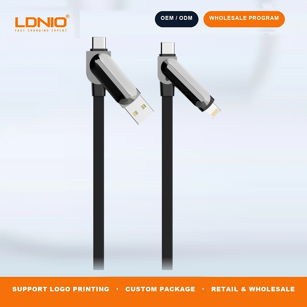 LDNIO LC25 100W 4-in-1 Fast Charging Data Cable, Multi Connectors for All Devices