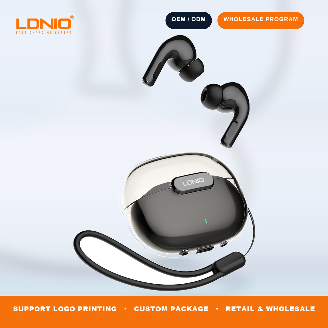 LDNIO T02 Crystal TWS Earbuds Transparent Charging Case Wireless In-Ear Headphones