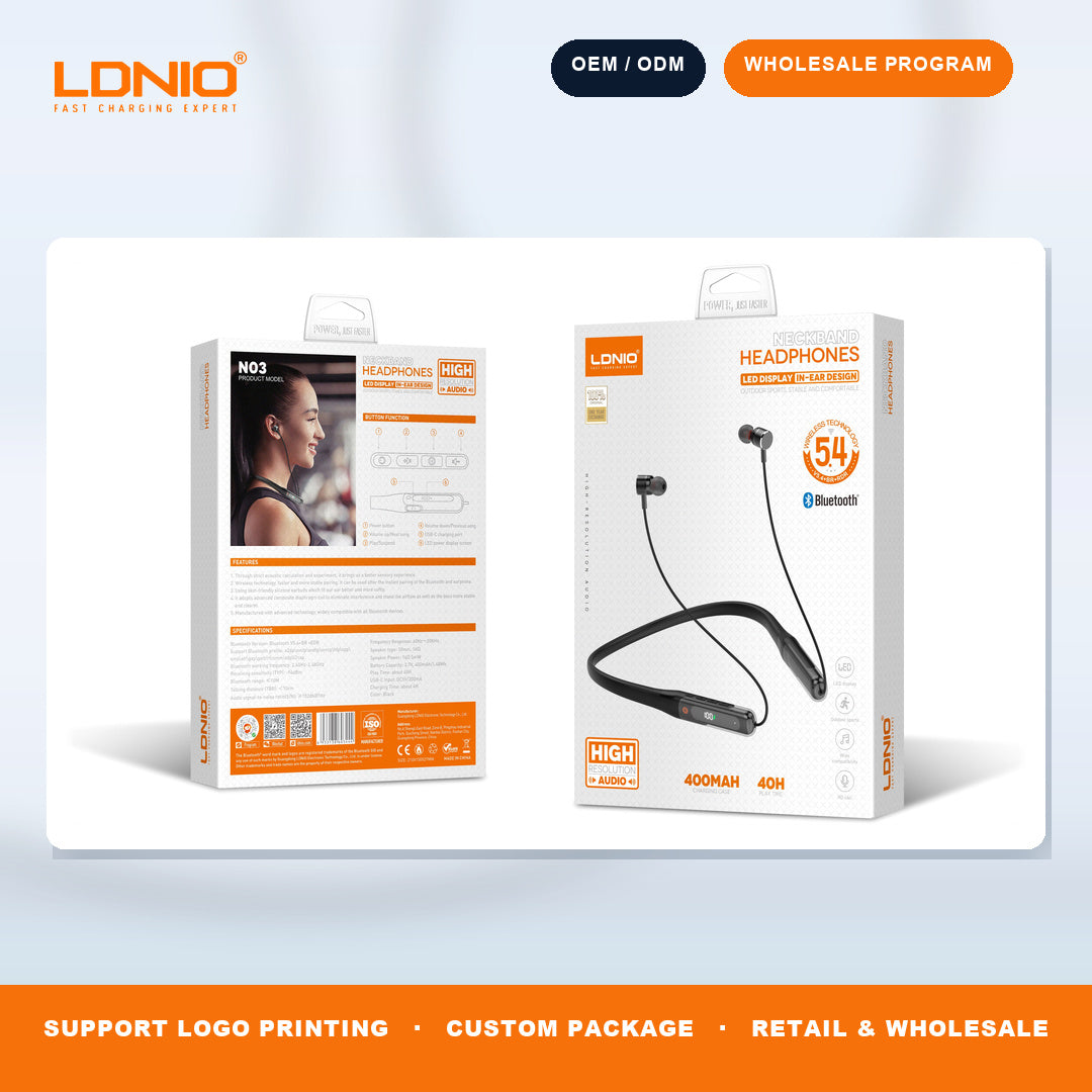 LDNIO N03 Neckband Bluetooth Earphone Wireless Stereo Headset with Mic for Sports