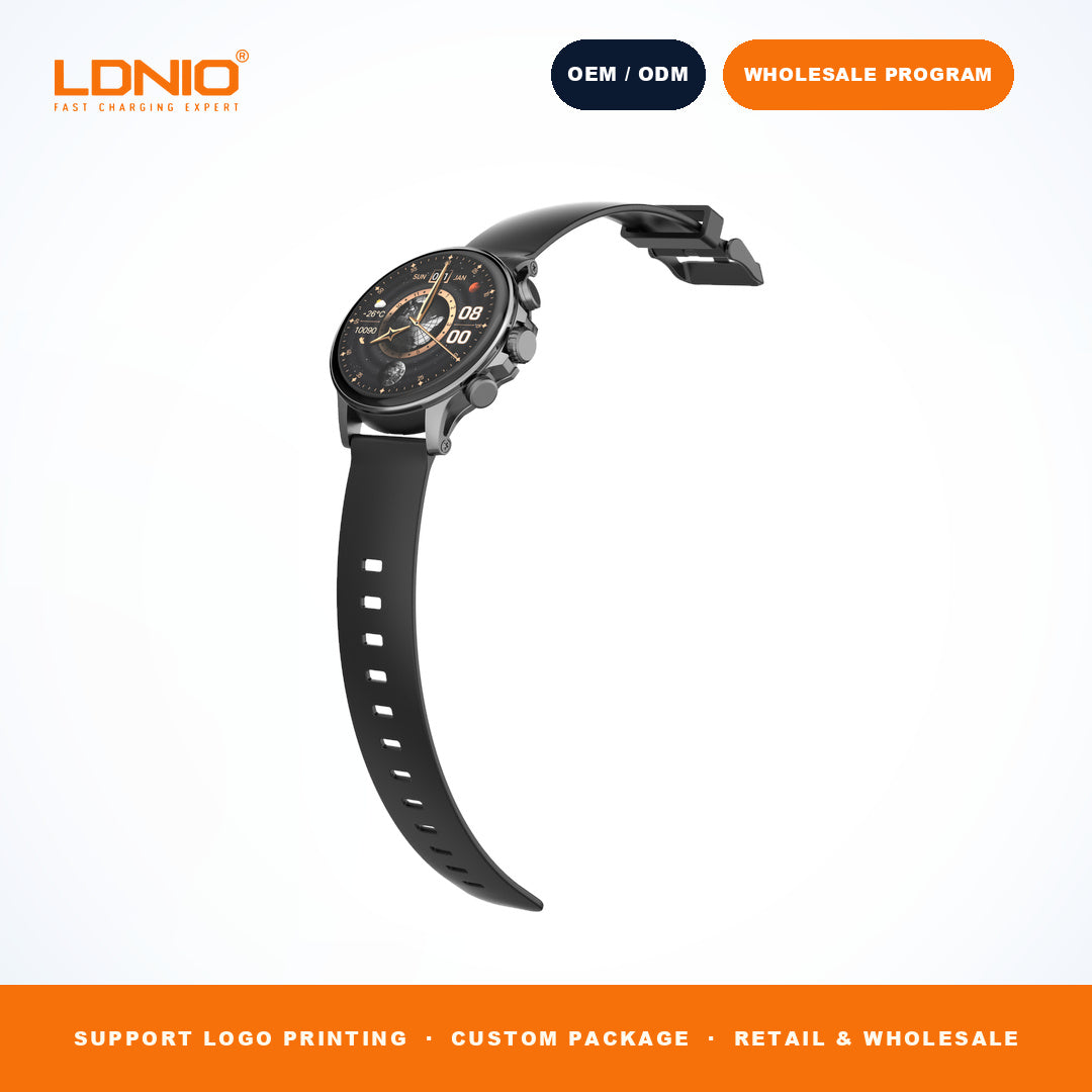 LDNIO SW1 Men Round Smart Watch Silicone Strap
