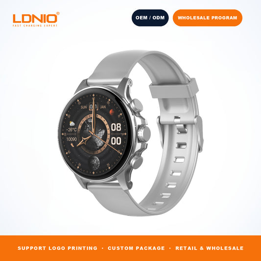 LDNIO SW1 Men Round Smart Watch Silicone Strap