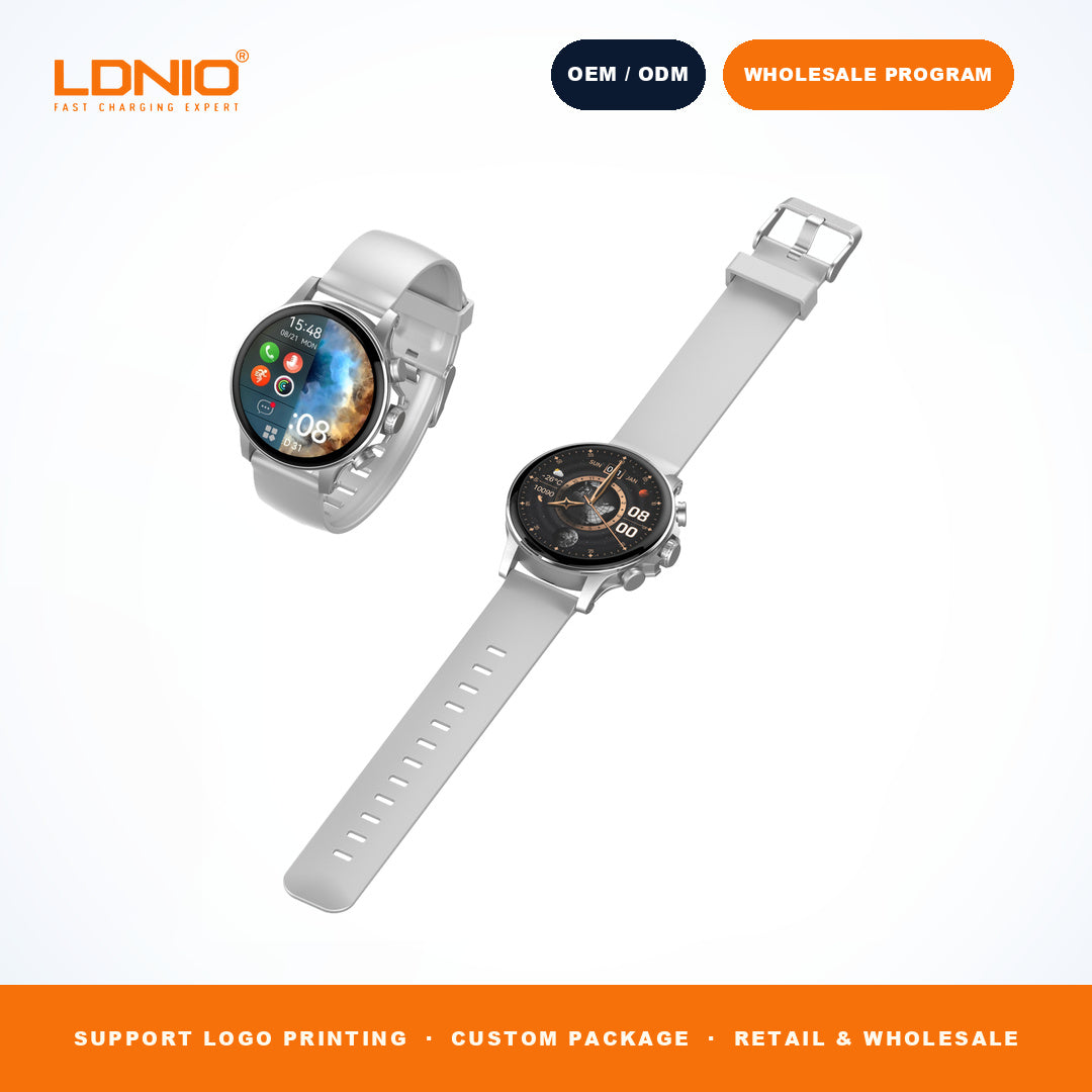 LDNIO SW1 Men Round Smart Watch Silicone Strap