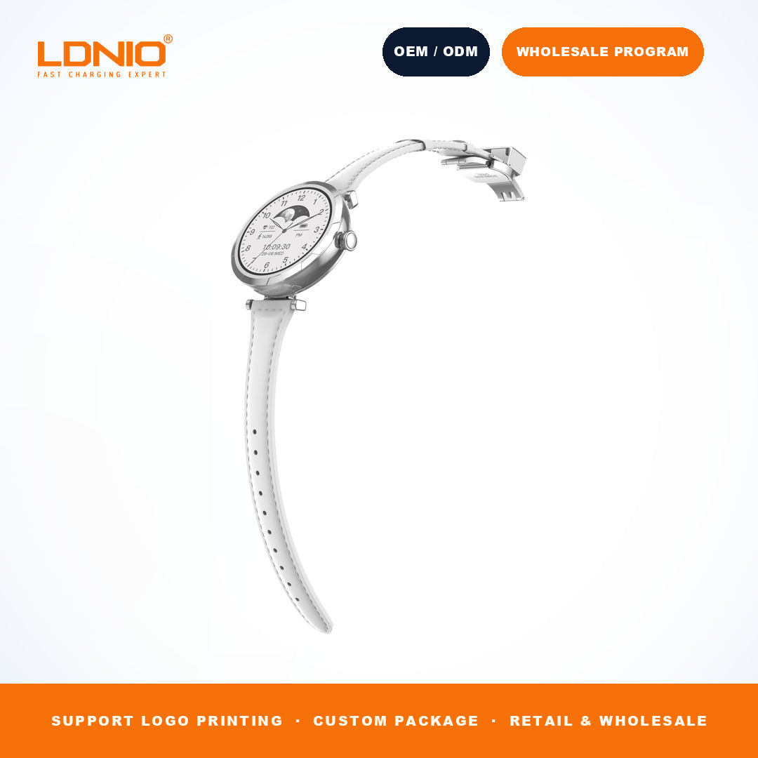 LDNIO SW2 Ladies Round Smart Watch Thin Leather Strap