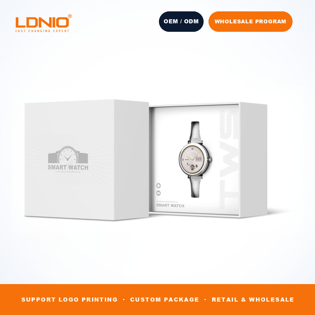 LDNIO SW2 Ladies Round Smart Watch Thin Leather Strap