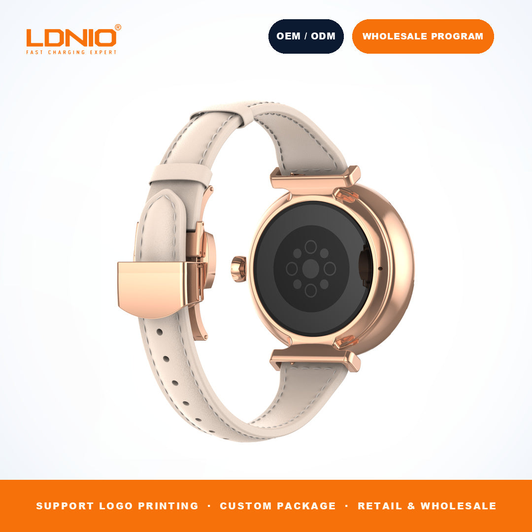 LDNIO SW2 Ladies Round Smart Watch Thin Leather Strap