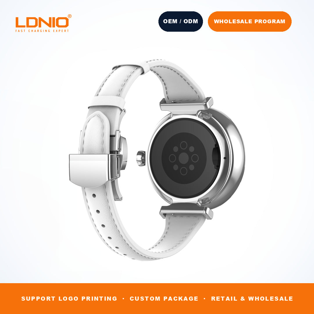 LDNIO SW2 Ladies Round Smart Watch Thin Leather Strap