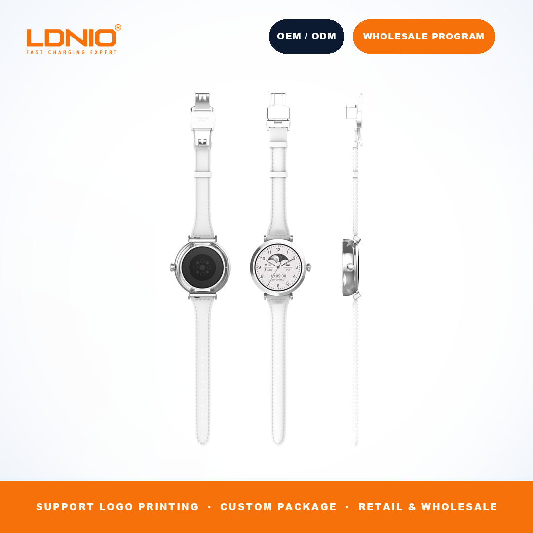 LDNIO SW2 Ladies Round Smart Watch Thin Leather Strap