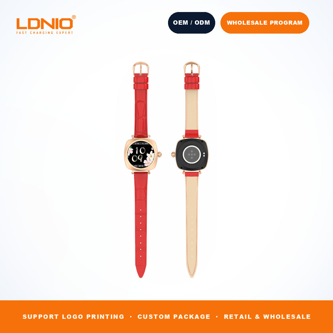 LDNIO SW3 Women Square Smart Watch Luxury Leather Strap