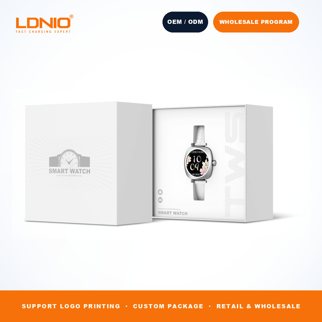 LDNIO SW3 Women Square Smart Watch Luxury Leather Strap