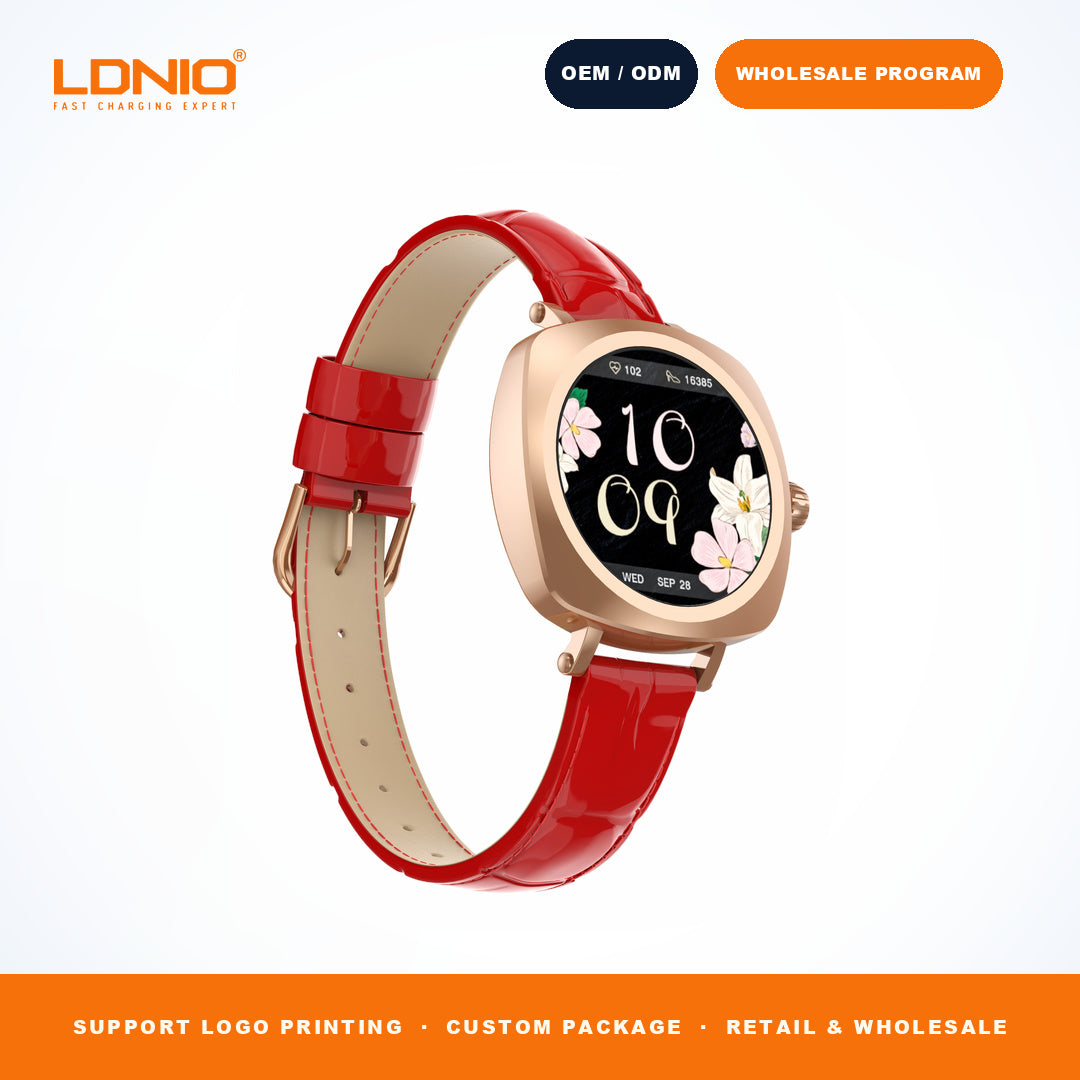 LDNIO SW3 Women Square Smart Watch Luxury Leather Strap