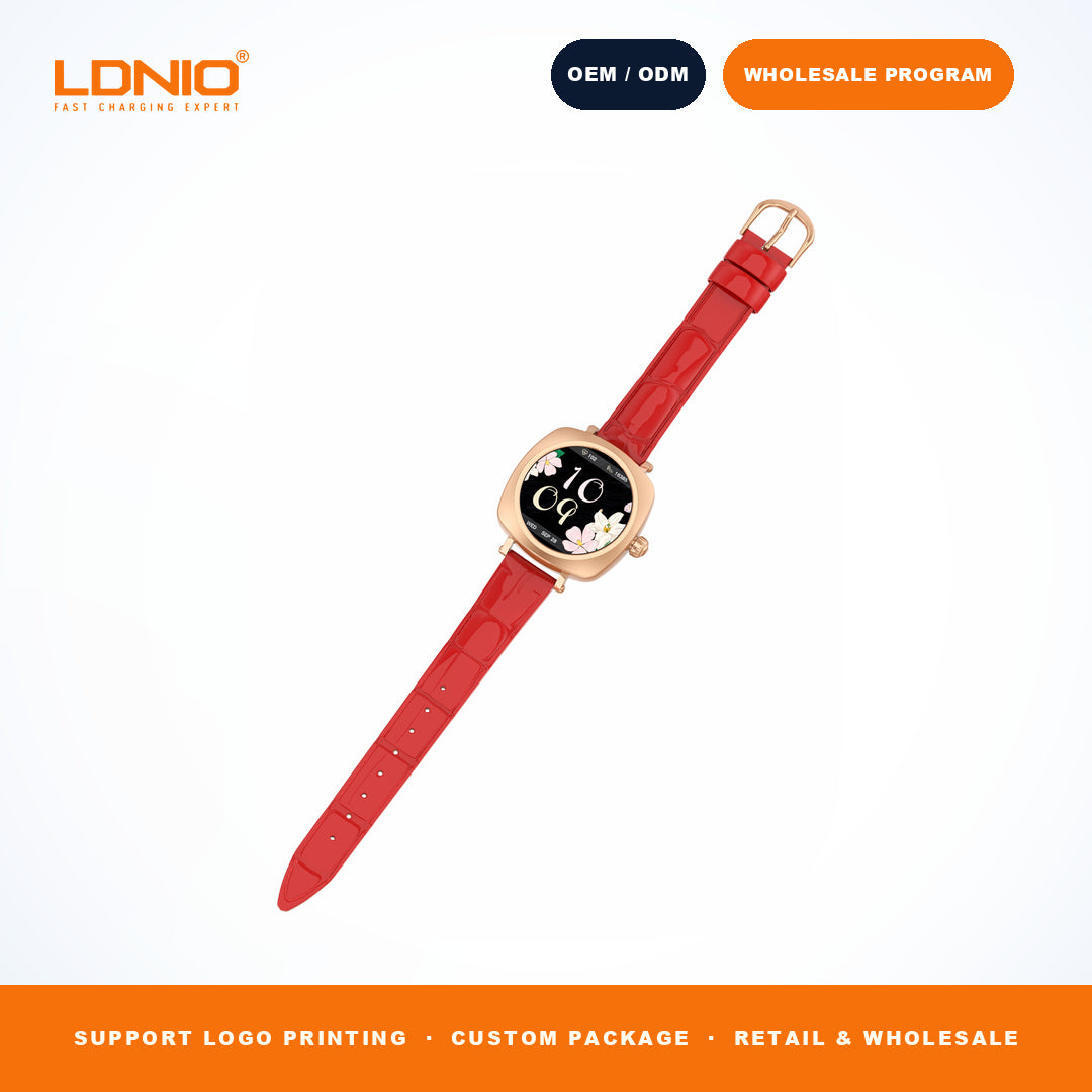 LDNIO SW3 Women Square Smart Watch Luxury Leather Strap