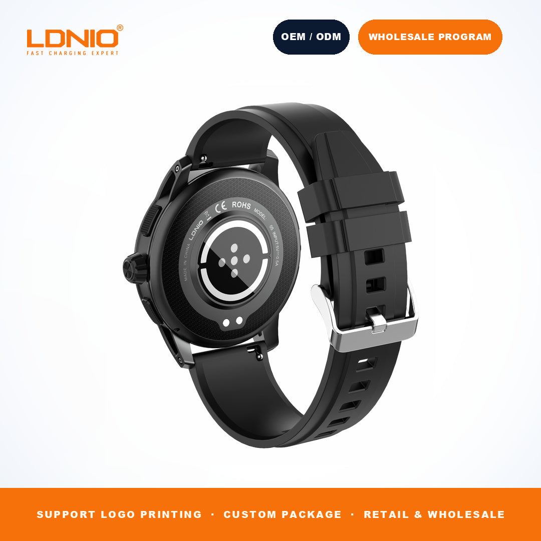 LDNIO SW5 Men Round Skeleton Smart Watch Silicone Strap