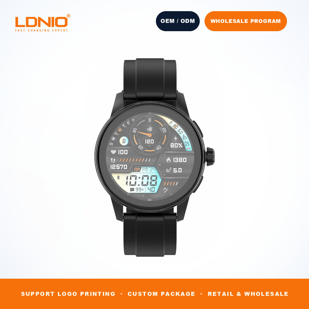 LDNIO SW5 Men Round Skeleton Smart Watch Silicone Strap