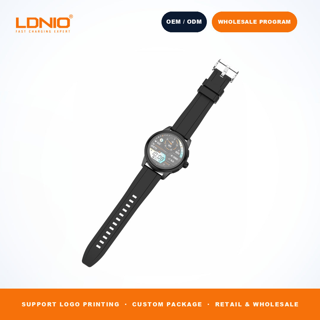 LDNIO SW5 Men Round Skeleton Smart Watch Silicone Strap
