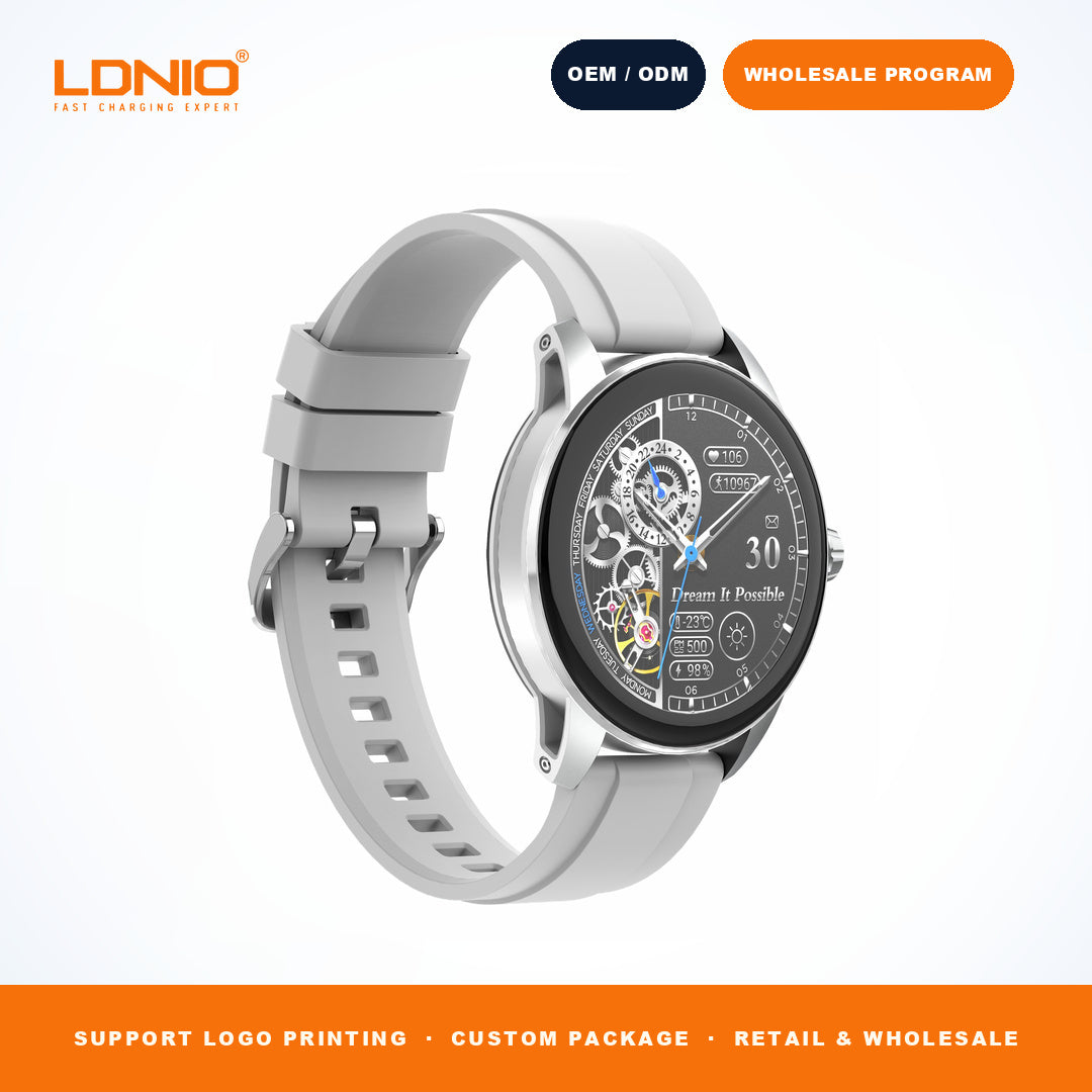 LDNIO SW5 Men Round Skeleton Smart Watch Silicone Strap