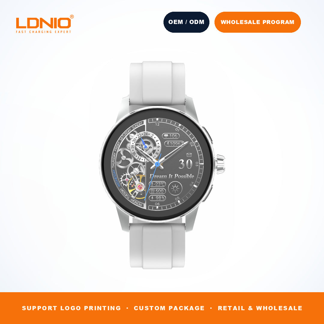 LDNIO SW5 Men Round Skeleton Smart Watch Silicone Strap