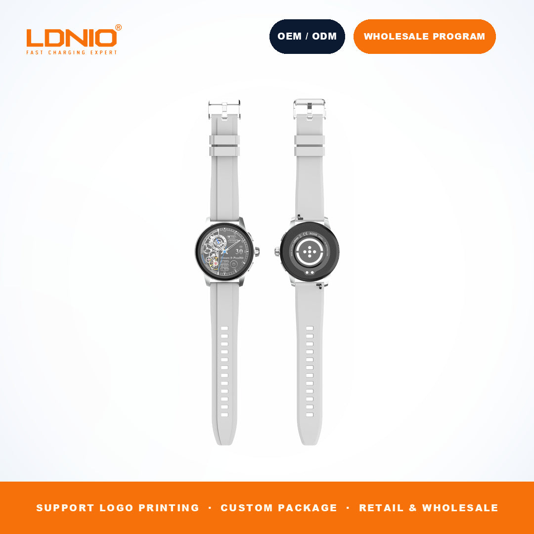 LDNIO SW5 Men Round Skeleton Smart Watch Silicone Strap