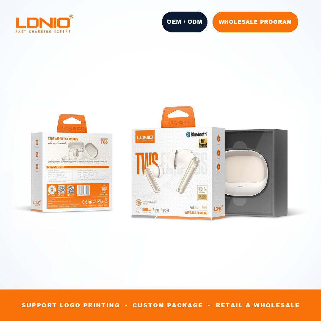 LDNIO T06 ANC ENC TWS Wireless Earbuds Noise Cancelling Headphones CE