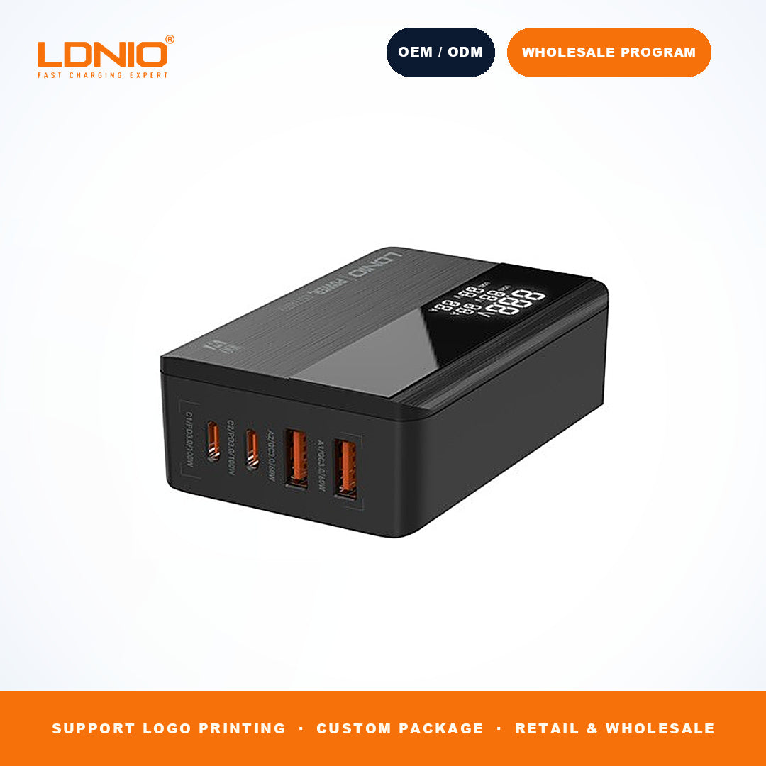 LDNIO A4809C 100W GaN Fast Charger 2C2A With LED Display