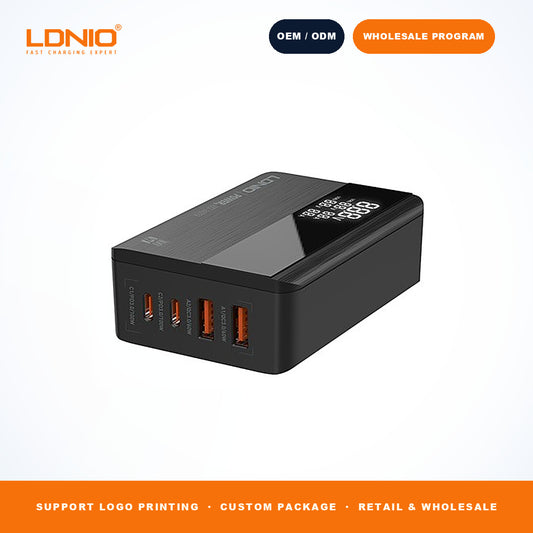 LDNIO A4809C 100W GaN Fast Charger 2C2A With LED Display