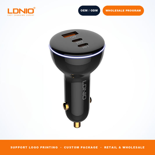 LDNIO C102 160W 3 Ports Digital Display Fast Car Charger
