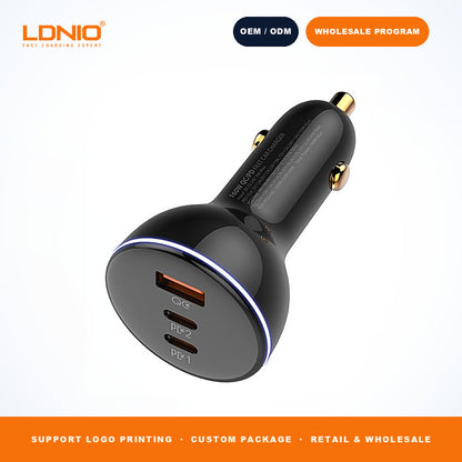 LDNIO C102 160W 3 Ports Digital Display Fast Car Charger