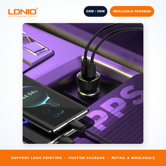 LDNIO C104 60W Dual USB C Fast Car Charger