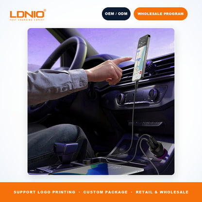 LDNIO C104 60W Dual USB C Fast Car Charger
