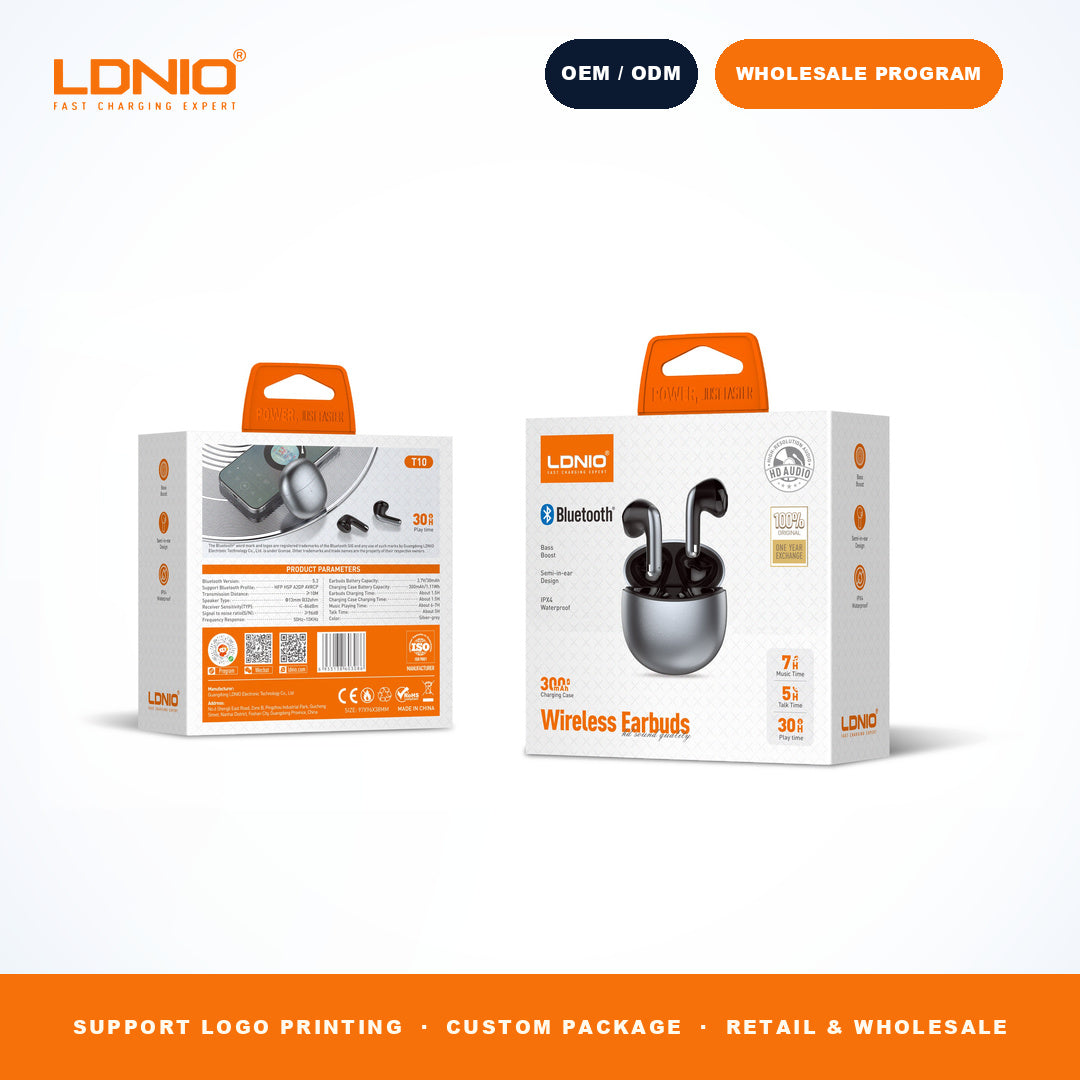 LDNIO T10 TWS Wireless Earbuds Bluetooth 5.3 In-Ear Headphones 300mAh Case