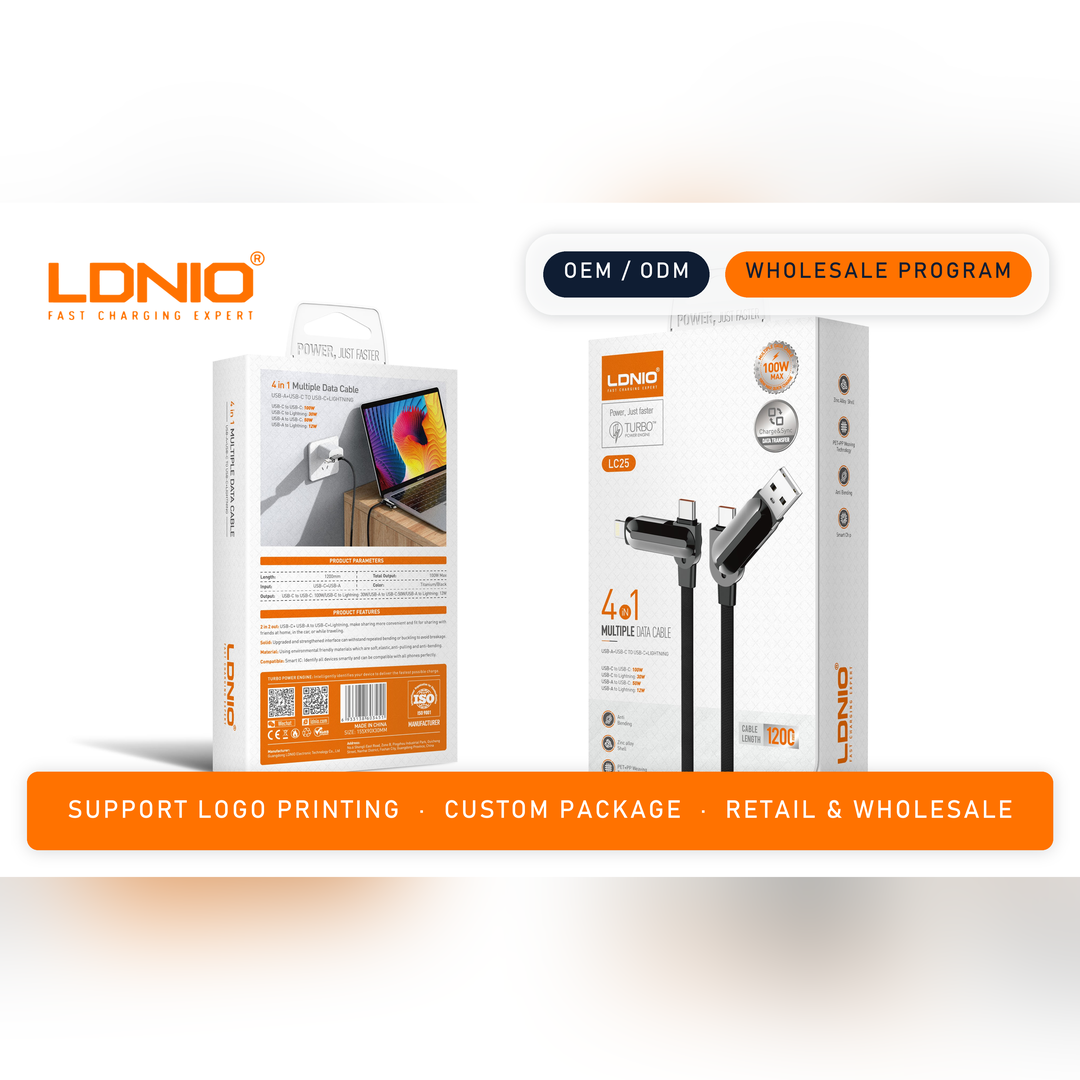 LDNIO 100w 4 IN 1 Multiple data cables LC25