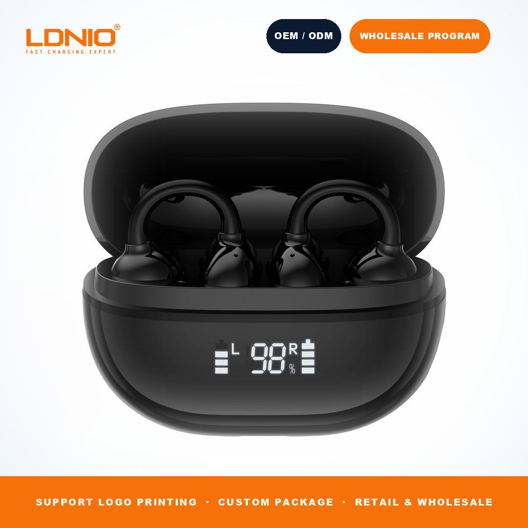 LDNIO T09 OWS Wireless Earbuds 400mAh Mirror Charging Case Open Ear Sports
