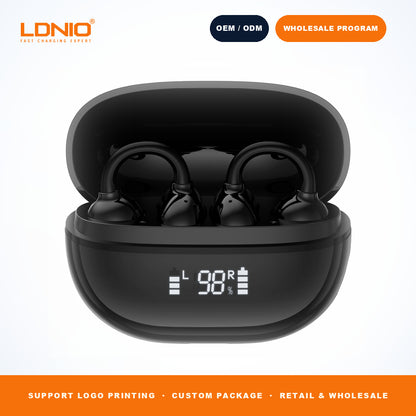 LDNIO T09 OWS Wireless Earbuds 400mAh Mirror Charging Case Open Ear Sports