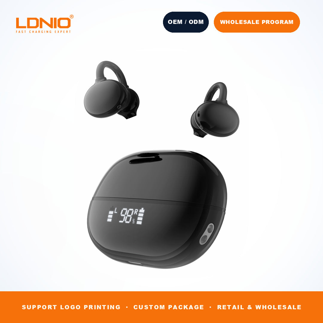 LDNIO T09 OWS Wireless Earbuds 400mAh Mirror Charging Case Open Ear Sports
