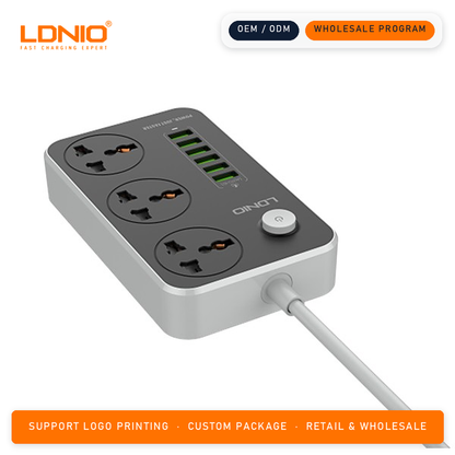 LDNIO 3 AC Outlets + 6 USB SC3604 Universal Power Strip
