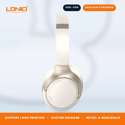 LDNIO H02 ANC Bluetooth On Ear Headphones 40mm Driver 49H Playback Gaming Headset Bulk Supply