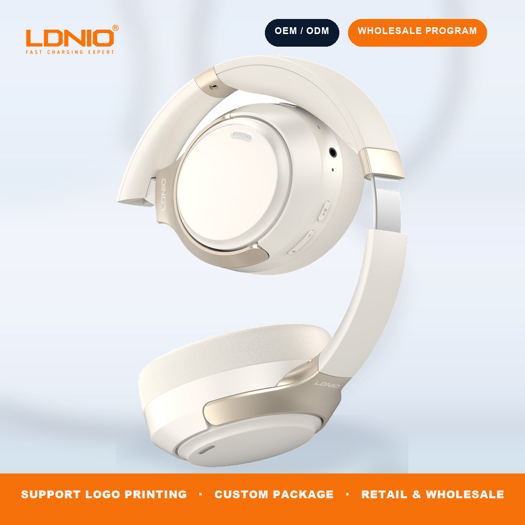 LDNIO H02 ANC Bluetooth On Ear Headphones 40mm Driver 49H Playback Gaming Headset Bulk Supply