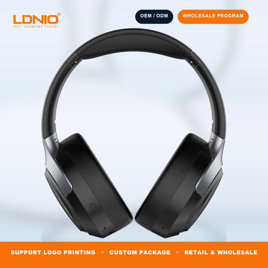 LDNIO H02 ANC Bluetooth On Ear Headphones 40mm Driver 49H Playback Gaming Headset Bulk Supply