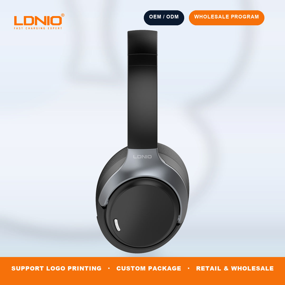 LDNIO H02 ANC Bluetooth On Ear Headphones 40mm Driver 49H Playback Gaming Headset Bulk Supply